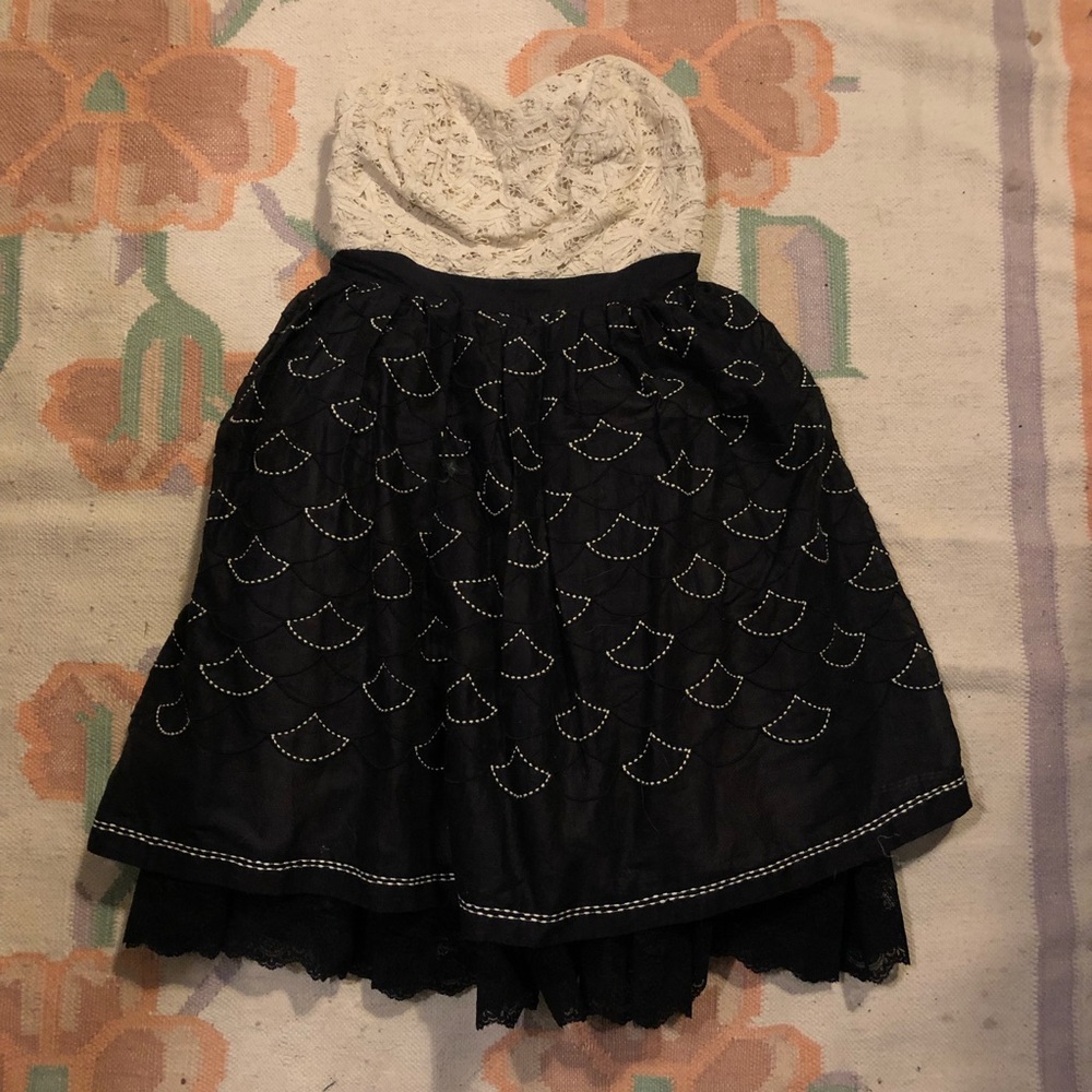 Anthro black and cream detailed dress